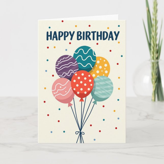 Tarjeta de ramo de globos alegres (Anverso)
