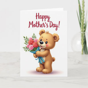 Tarjeta de ramo de oso con lunares