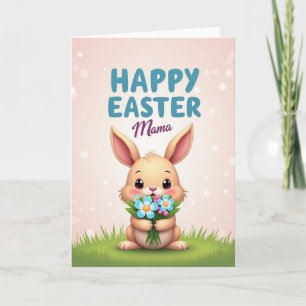 Tarjeta de ramo de primavera de conejito lindo