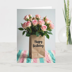 Tarjeta de ramo de rosa pastel