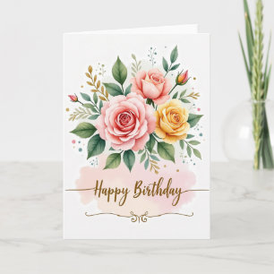 Tarjeta de ramo de rosas elegante