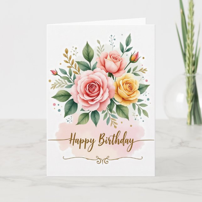 Tarjeta de ramo de rosas elegante (Anverso)