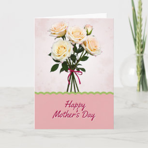 Tarjeta de ramo de rosas rosadas rayadas