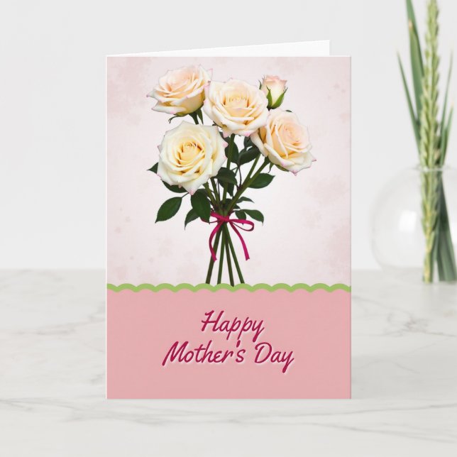 Tarjeta de ramo de rosas rosadas rayadas (Anverso)