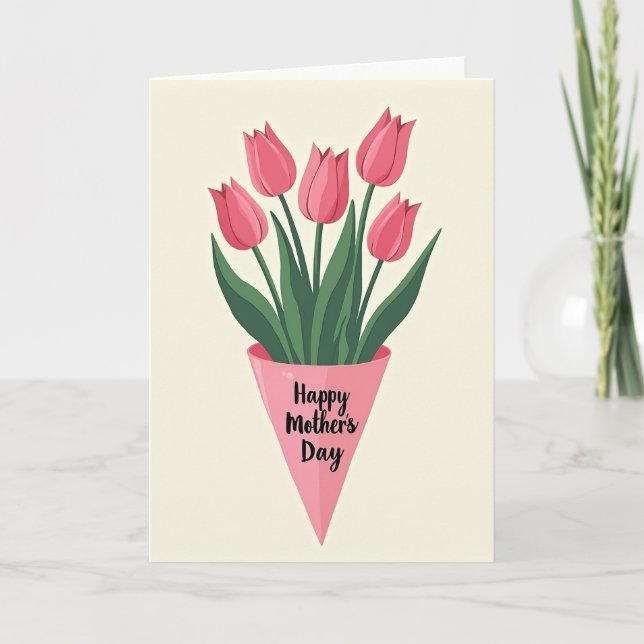 Tarjeta de ramo de tulipanes a rayas (Anverso)