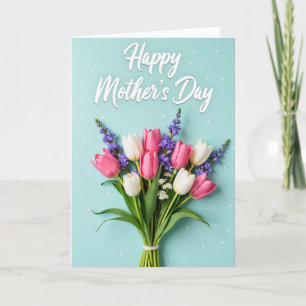Tarjeta de ramo del día de la madre de tulipanes