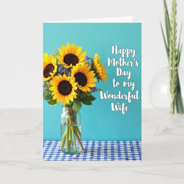 Tarjeta de ramo del día de la madre turquesa (Anverso)