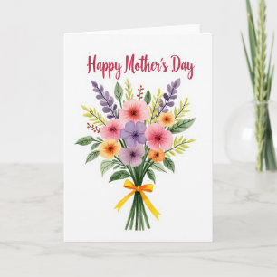 Tarjeta de ramo floral de acuarela