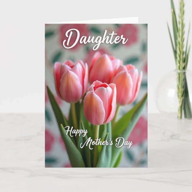 Tarjeta de ramo floral de hija a rayas (Anverso)