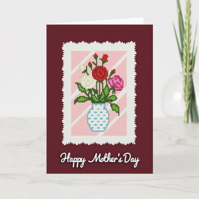 Tarjeta de ramo floral de píxeles (Anverso)