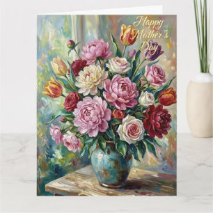 Tarjeta de ramo floral del Día de la Madre feliz