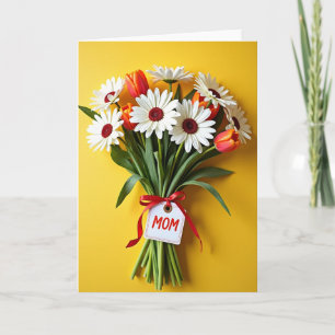 Tarjeta de ramo floral para la mejor mamá