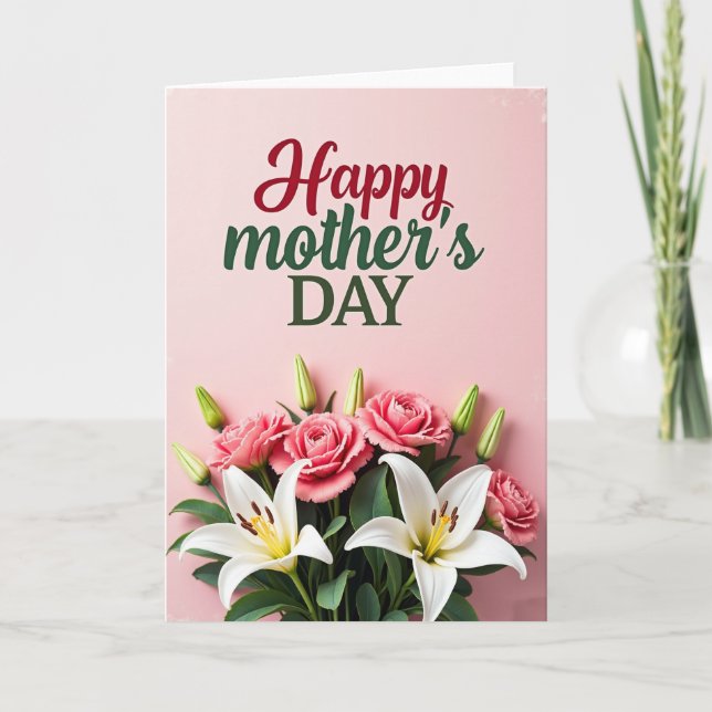 Tarjeta de ramo floral rosa (Anverso)