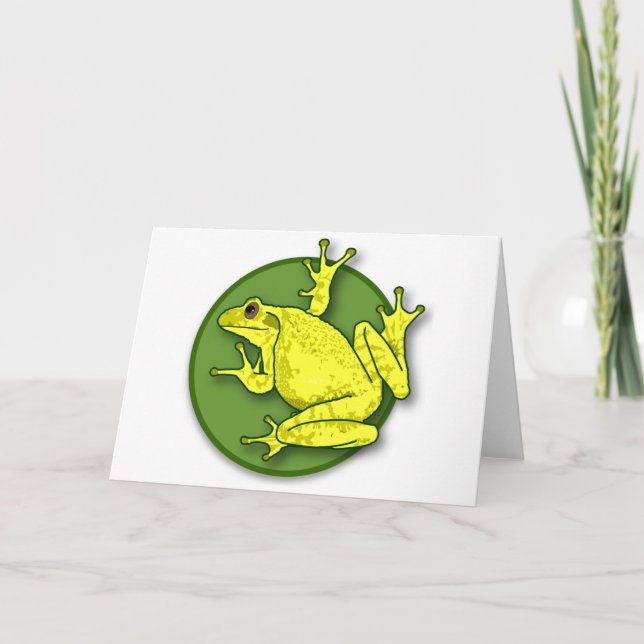 Tarjeta de rana amarilla en blanco (Anverso)
