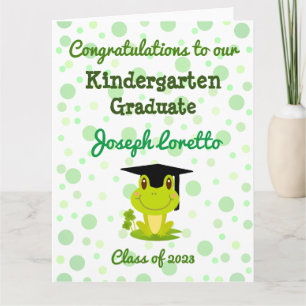 Tarjeta de rana de felicitación por graduación de 