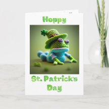 Tarjeta de rana lana melosa Hoppy St Patrick's Day