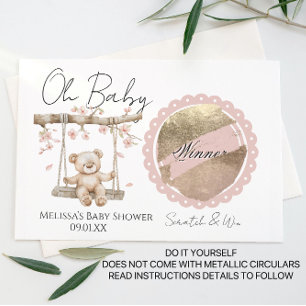 Tarjeta de rascar DIY para Baby Shower de Oso y Fl