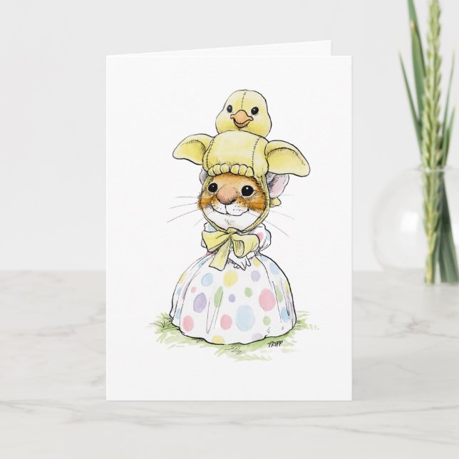 Tarjeta de ratón Chick Easter Bonnet (Anverso)