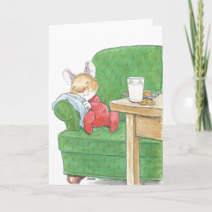 Tarjeta de Ratón de Navidad Durmiendo
