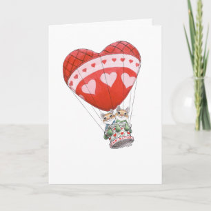 Tarjeta de ratones de globo de San Valentín