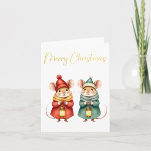 Tarjeta de ratones para navidades