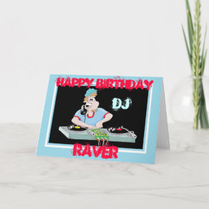Tarjeta de raver de cumpleaños feliz para personal