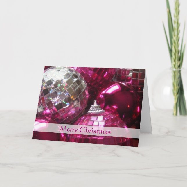 Tarjeta de raya "Feliz Navidad" en Baudibles rosad (Anverso)