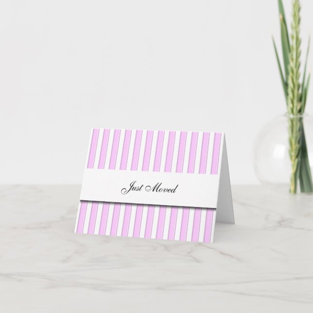 Tarjeta de rayas blancas rosadas recién movidas (Anverso)