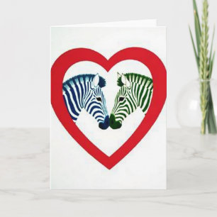 Tarjeta de rayas de cebras enamoradas