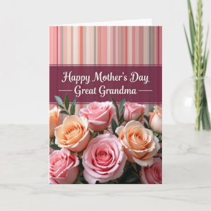 Tarjeta de rayas Feliz día de la madre para la abu