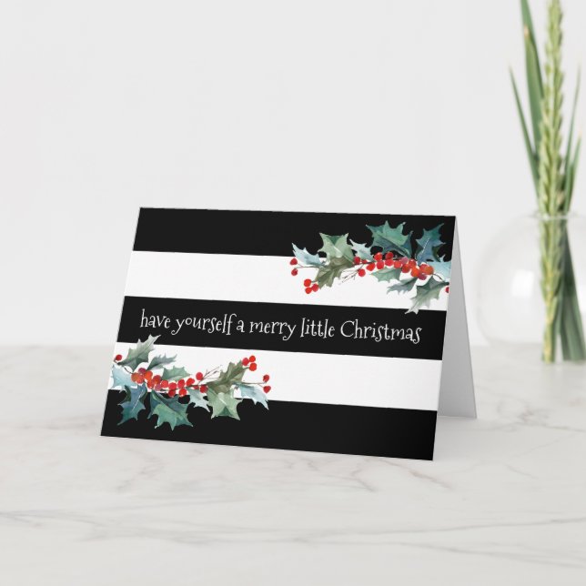 Tarjeta de rayas modernas y Navidades huecos (Anverso)