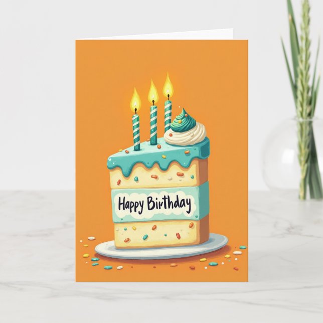 Tarjeta de rebanada de pastel de cumpleaños dulce (Anverso)