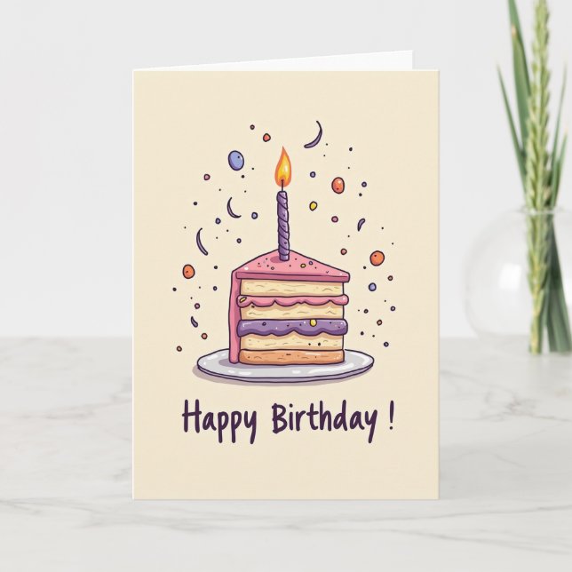 Tarjeta de rebanada de pastel dulce (Anverso)