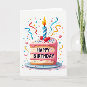 Tarjeta de rebanada de pastel festivo