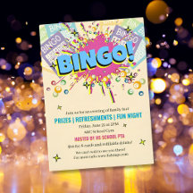 tarjeta de recaudación de fondos BINGO noche diver