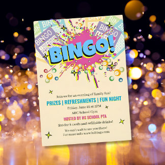 tarjeta de recaudación de fondos BINGO noche diver