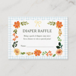 Tarjeta De Recepción 001 Sky Blue Gingham Baby Shower Diaper Raffle