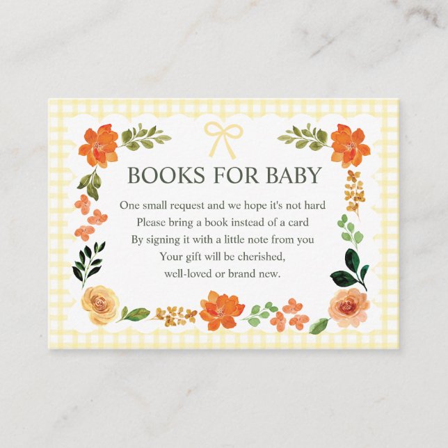 Tarjeta De Recepción 015 Lemon Gingham Baby Shower Enclosure Card (Anverso)