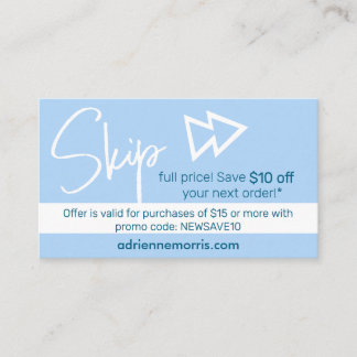 Tarjeta De Recepción 10 off Promo Business Card