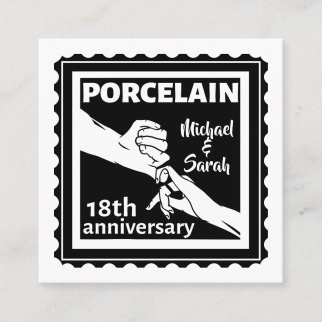 Tarjeta De Recepción 18.º boda aniversario porcelana tradicional (Anverso)