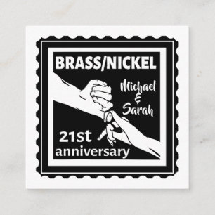 Tarjeta De Recepción 21° aniversario boda níquel de latón tradicional