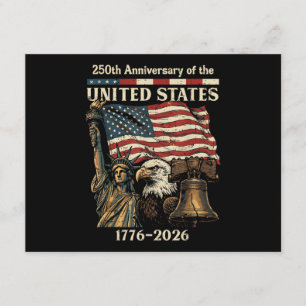 Tarjeta De Recepción 250 Aniversario de Estados Unidos 250 Años 4º o