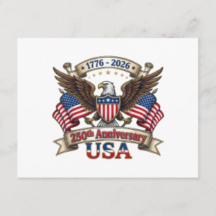 Tarjeta De Recepción 250 años americano 250 aniversario 4 de julio 1