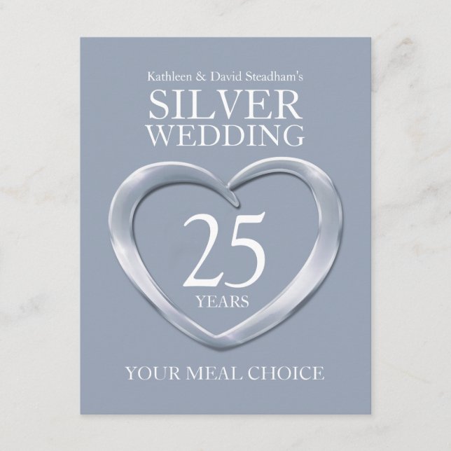 Tarjeta De Recepción 25.º Boda de Plata (Anverso)