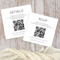 2 códigos QR Detalles del Boda blanco negro RSVP