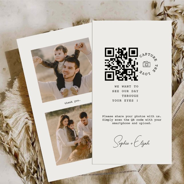 Tarjeta De Recepción 2 fotos modernas capturan el código QR del amor (Subido por el creador)
