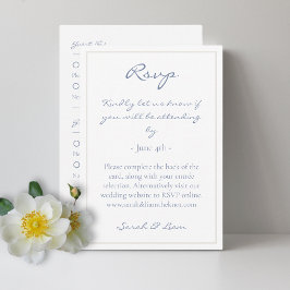 Tarjeta De Recepción 2 Invitado Floral Dusty Blue Wedding RSVP