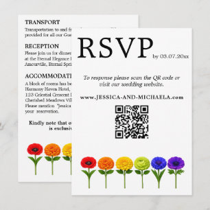 Tarjeta De Recepción 🌈 2en1 RSVP+Detalles LGBTQ Prosperar Juntos