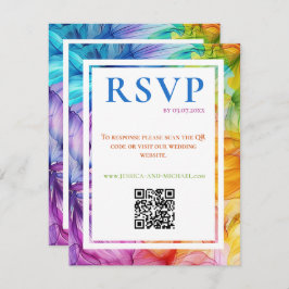 Tarjeta De Recepción 2in1 RSVP código QR+ DETALLES Eéreo Bloom