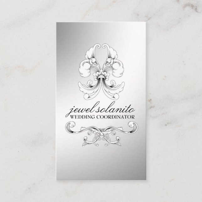 Tarjeta De Recepción 311-Silver Luxe Elegance RSVP (Anverso)